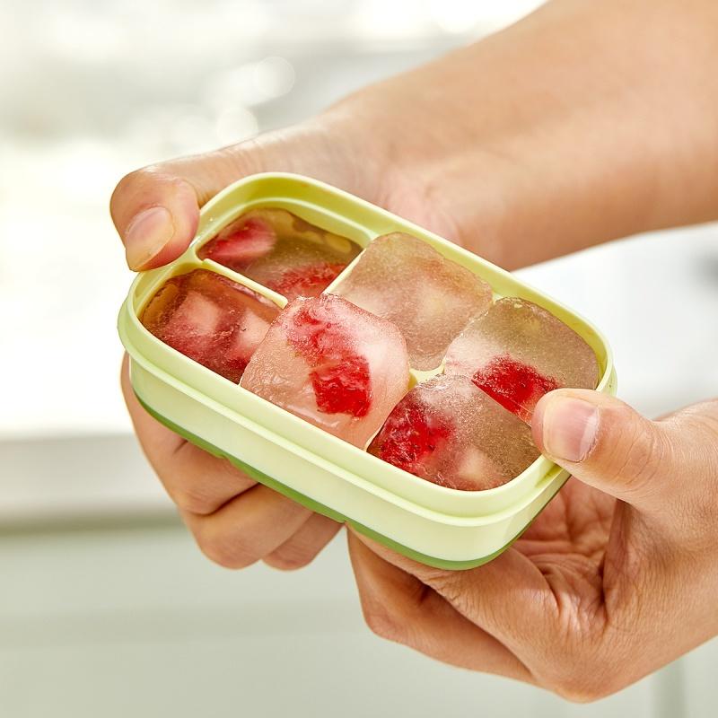 New 6 Grids Ice Cube Mold with Lid Easy To Release Freezer Ice Tray DIY Tools Storage Box for Fruit Juice Silicone Mold