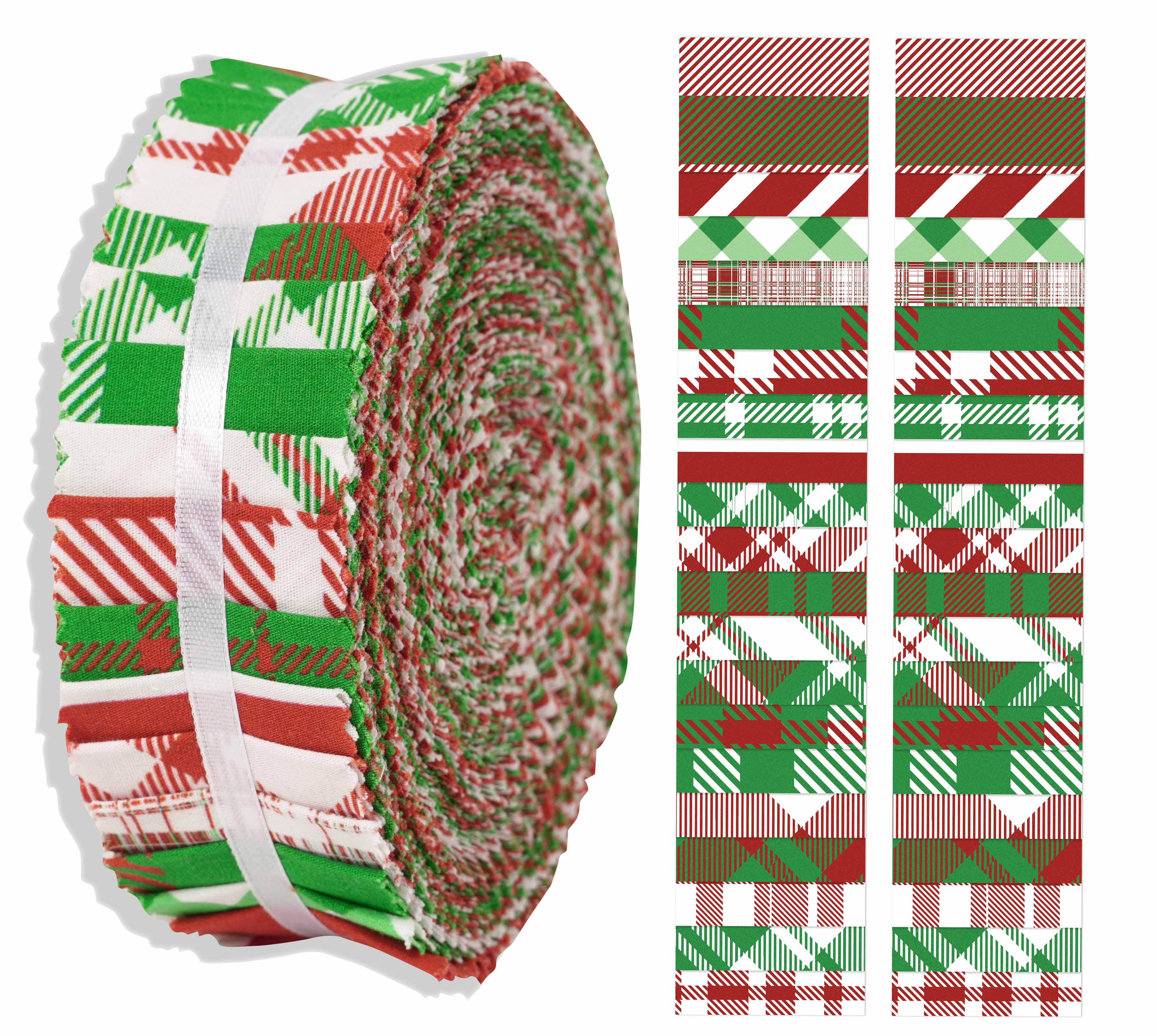 

Soimoi 40Pcs Christmas Checks Print Cotton Precut Fabrics For Quilting Craft Strips 2.5x42inches Jelly Roll - Red & 1.5x42 inches червоний