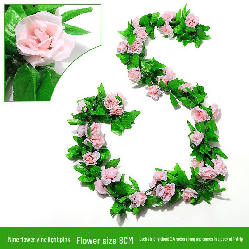 

Искусственная розовая лоза с зеленым виноградом и листьями редиса для украшения