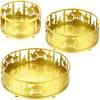 Honeydak 3 Pcs Ramadan Serving Trays Eid Mubarak Round Metal Food Trays Crazy Night Islam Eid Mubarak Plates Food Storage Containers for Eid Islamic