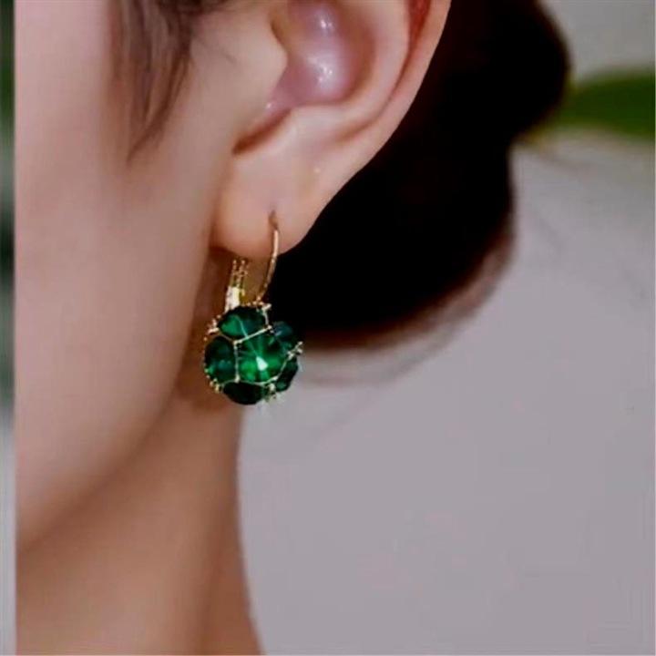 Elegant Crystal Ball Earrings New Autumn/Winter Collection: Timeless, Small, Exquisite Design with Full Diamond Accents for a Fashionable Touch