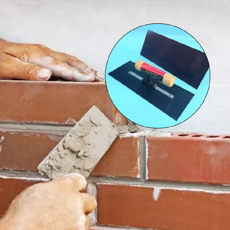 Durable Plastering Trowel Blue Carbon Steel Wood Handle 24x10cm/9.45x3.94'' Tool