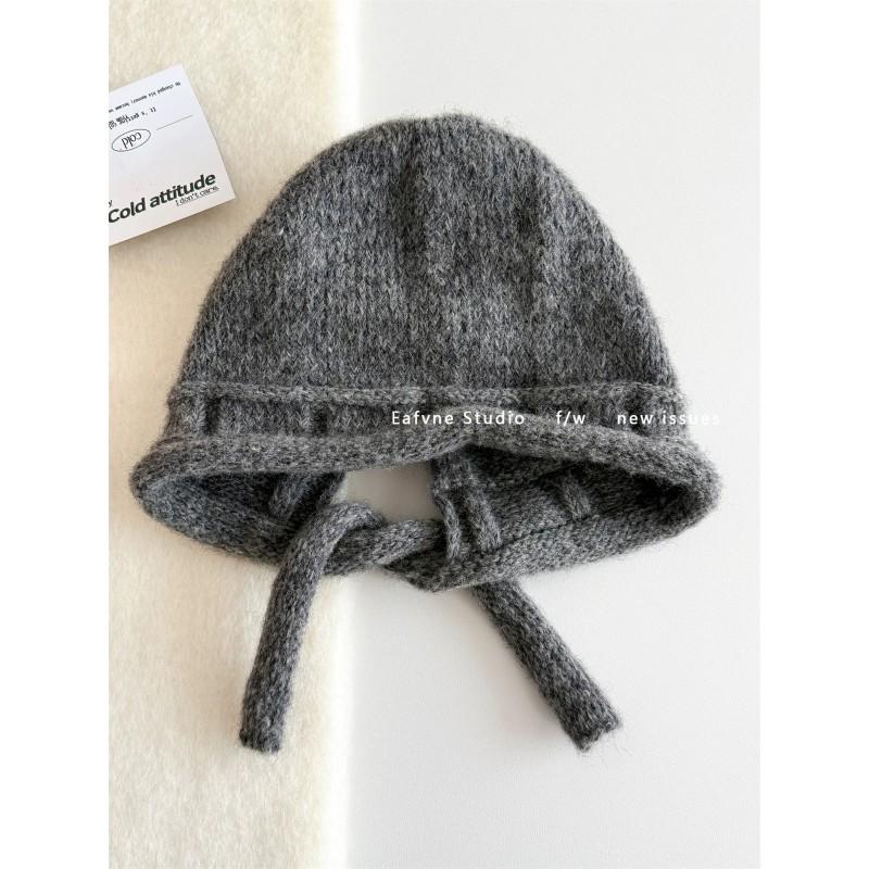 Adjustable Knit Beanie Hat Women - Oversized Warm Woolly Cap With Ear Coverage Pure Color Foldable All