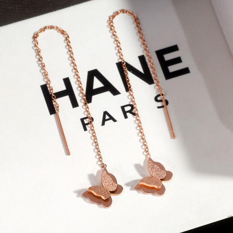 

Серьги-продевки Бабочка из 18-каратного золота - Титановая сталь, Не тускнеющие, Простой дизайн, Универсальные и легкие для лета