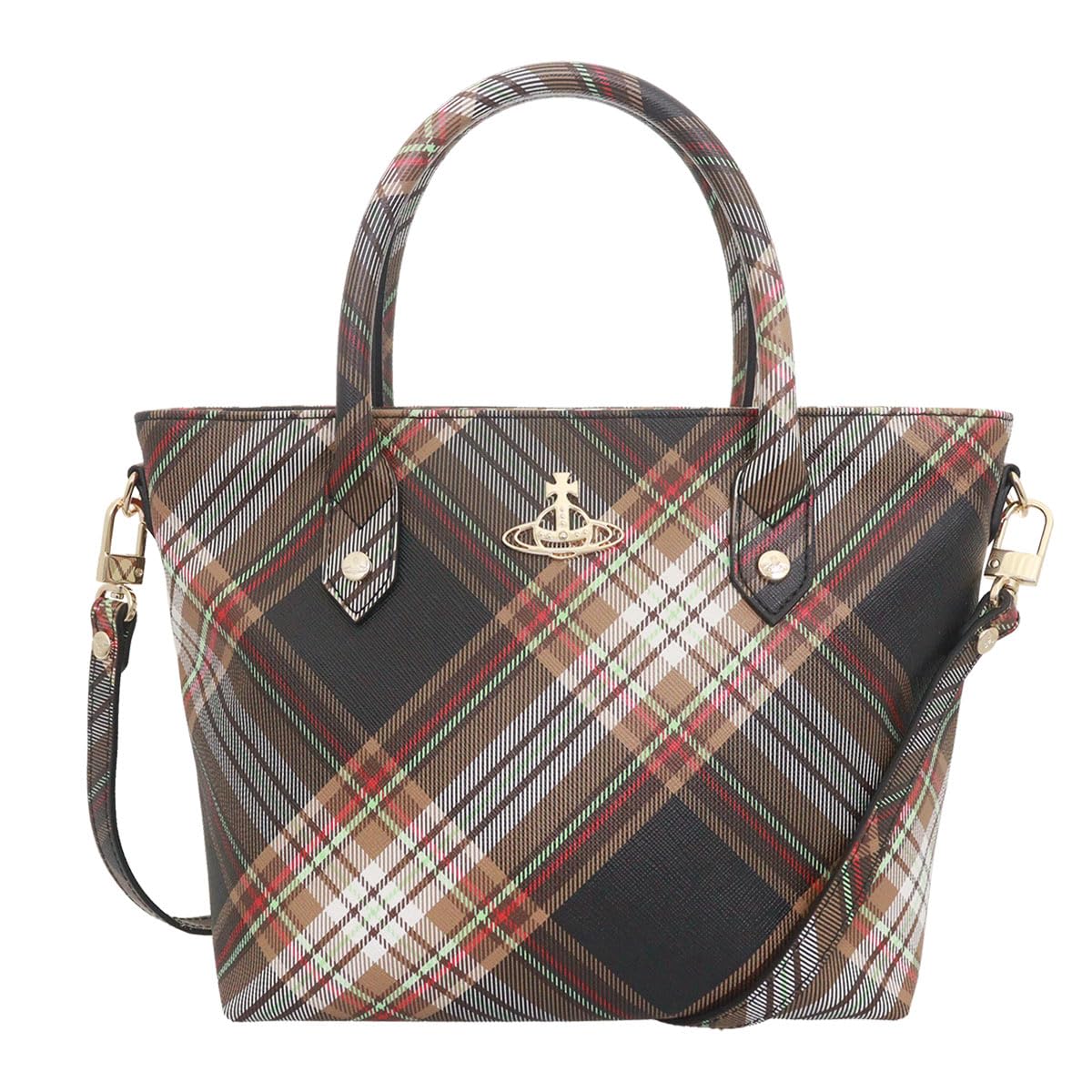 

Сумка Vivienne Westwood 4204007TU S001K Коричнева x Чорна Клітинка Дербі Тартан Міні Сумка-тоут На плече [Vivienne Westwood] (Сумка) Жіноча [бренд]