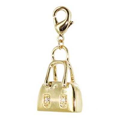 [Q1096] – Vergoldeter Charm-Anhänger „Handtasche“ – 14 x 12 mm