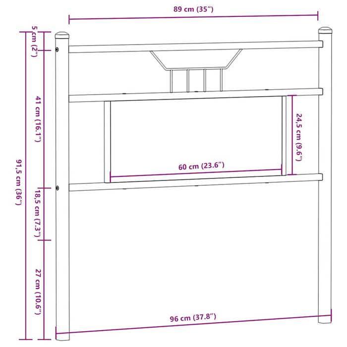 VidaXL Headboard Brown Oak 90 Cm Engineered Wood and Steel, Headboard Panel, Headboard for Single Bed,, Headboard 4106869