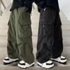 Spring Autumn Boys Cargo Pants Children Spring Casual Trousers Children Straight Loose Pants Teenager Solid Color Wide-leg Clothing