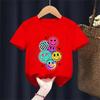 Kids Cartoon Smiley Face Print Short-sleeved T-shirt Casual and Versatile Style Suitable for Children's Outings and Daily Wear