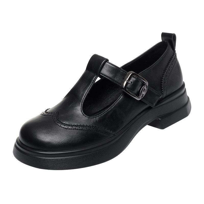 Mary Jane Soft-soled Women's Shoes, Chunky Heel Retro Platform Shoes, Soft Leather Loafers