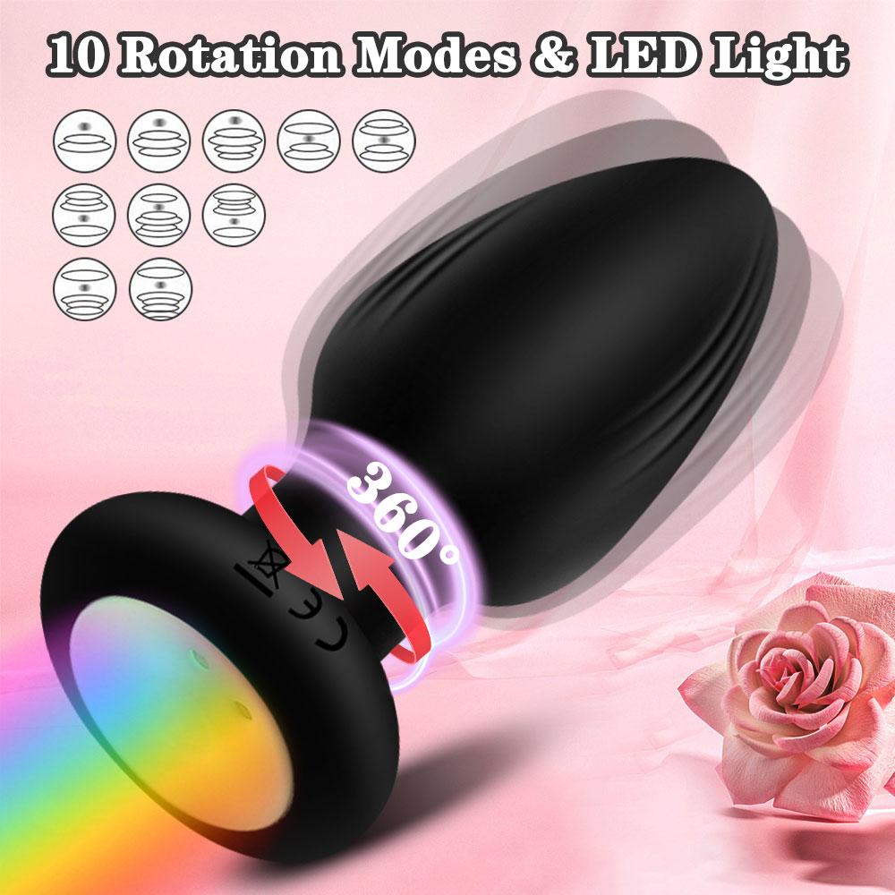 360° Rotation Butt Plug Vibrator for Women Men Prostate Massager Gay Anal Vibrator Anal Plug LED Light Sex Toy Adult Supplies