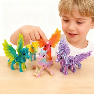3D Printed Horse Ornament Articulated Horse Winged Unicorn Toy Flexible Animal Fidget Toy with Movable Joints for Home Office Stress