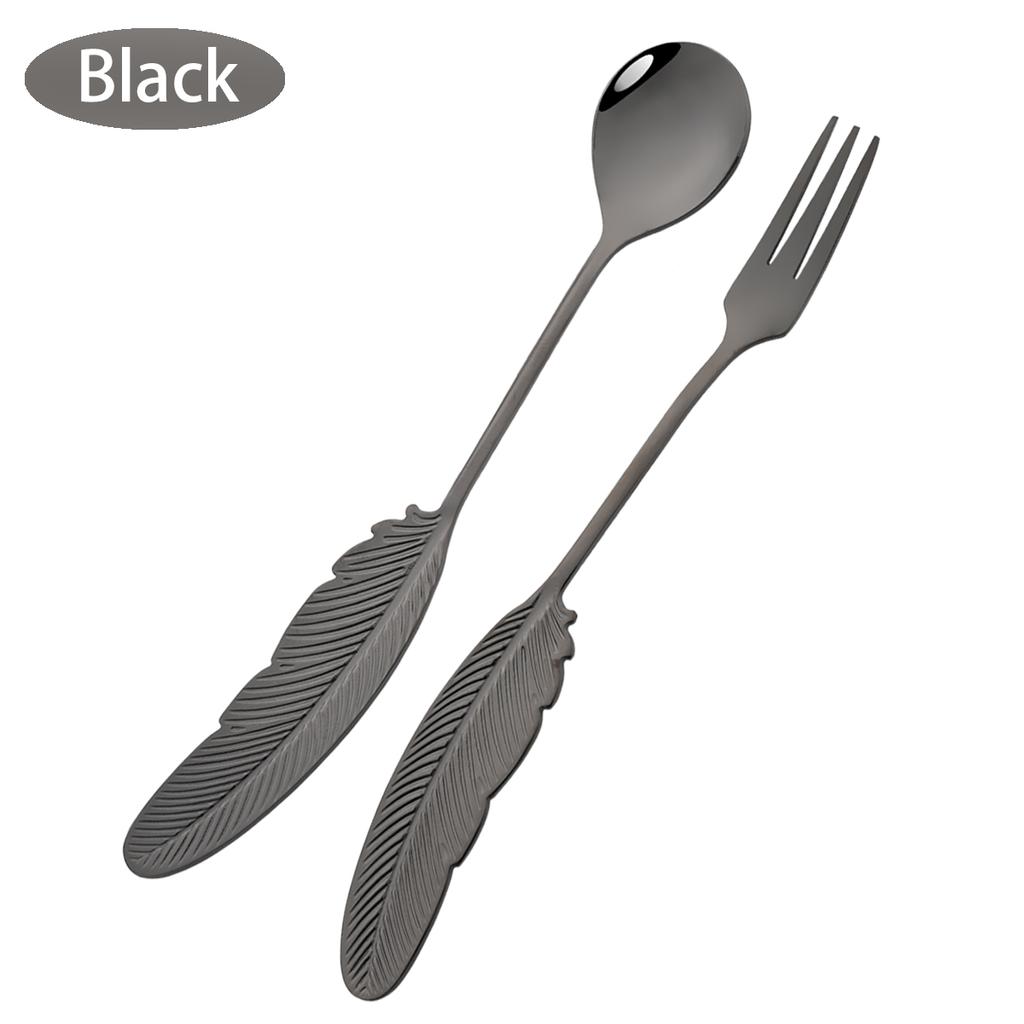 2Pcs Creative Fork Spoon Dinnerware Set 304 Stainless Steel Cutlery Cake Fruit Fork Coffee Ice Cream Stirring Spoon Kitchen Tool