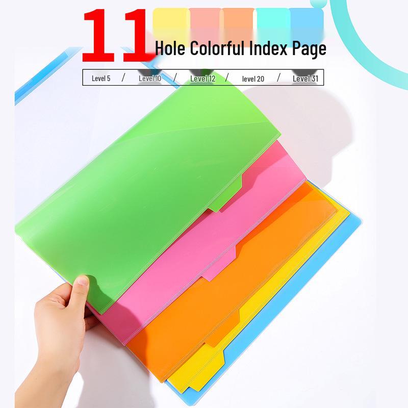 Tranbo A4 11-Hole Color Index Divider, 5-Page PP Folder