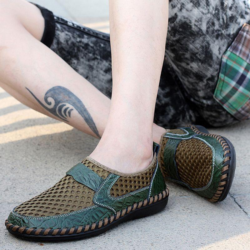 Slip-on Hollow Breathable Mesh Man Casual Shoe Summer Sale Luxury Footwear Offer Classic Original Designer Leather Shoes for Men
