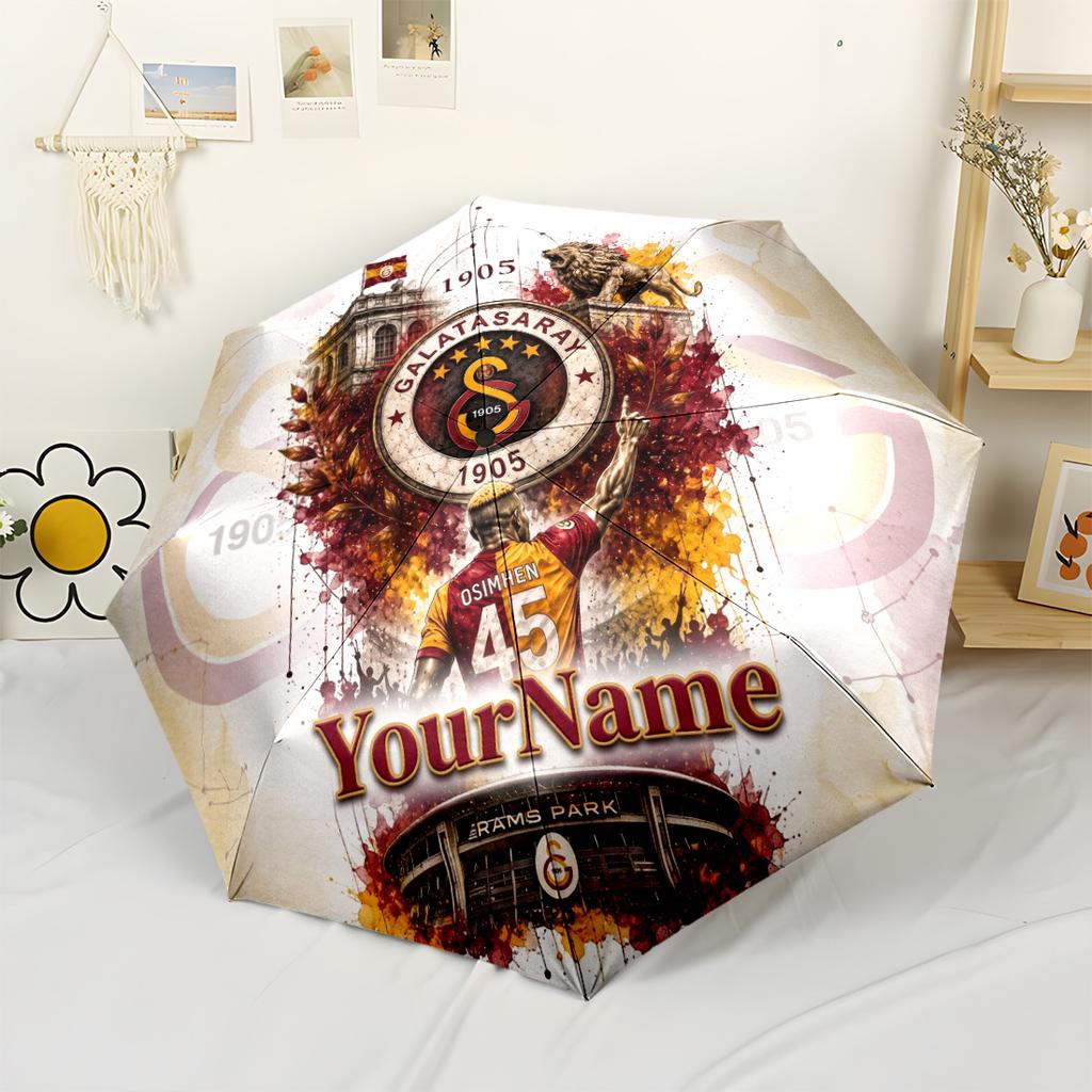 Galatasaray1 Personalized Name Umbrella Outdoor Automatic Umbrella Retractable Design with 8-Rib Durability Durable Plastic Iron All-Season Travel