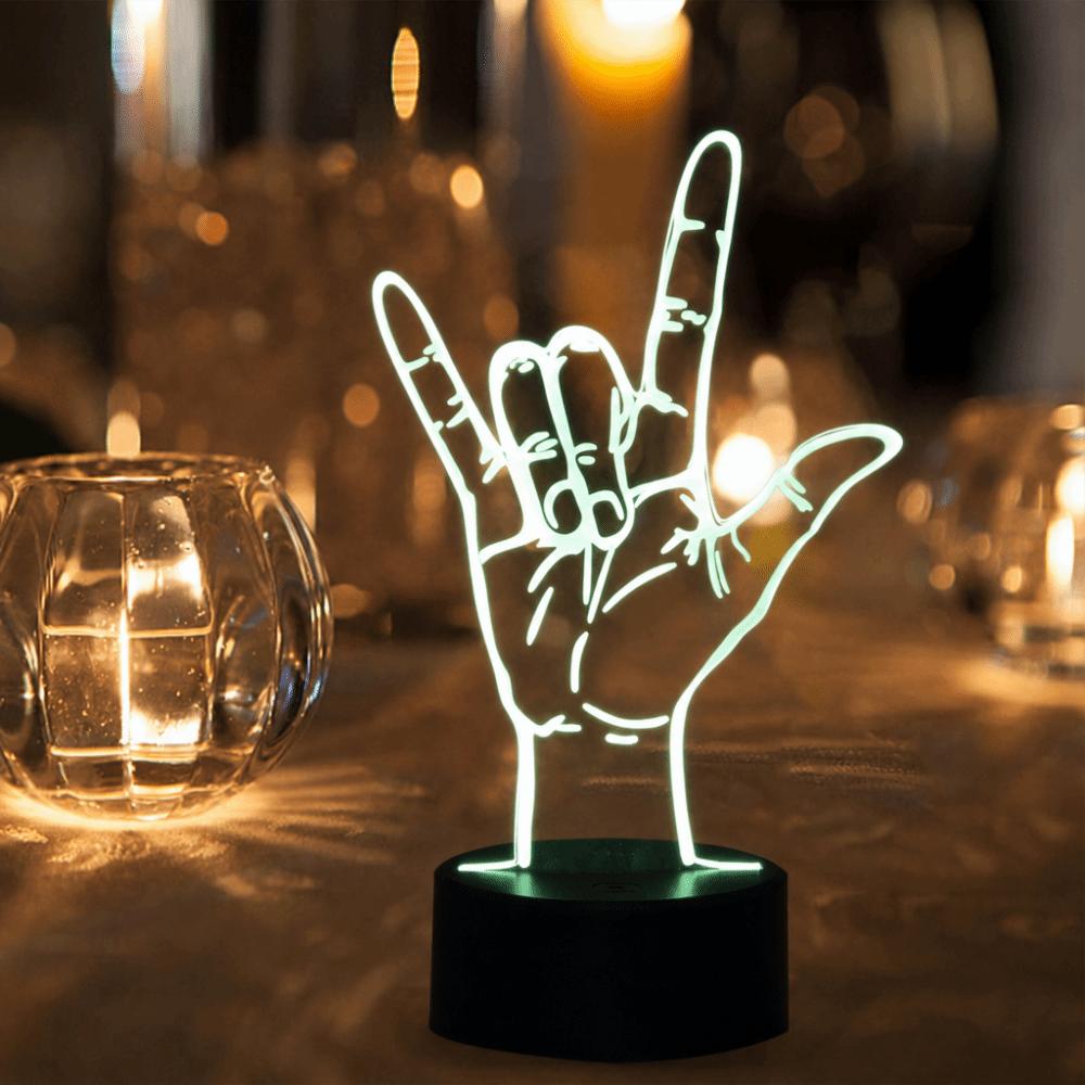 3D Sign Language I Love You Night Light USB or Battery Powered Decorative Lamp Illusion Light  Xmas