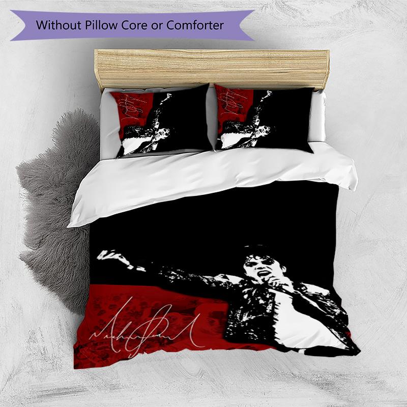 Michael Jackson Printed 3PCS Bedding Set Soft Breathable Duvet Cover Pillowcases Set Washable Bedroom Decor Home Gift