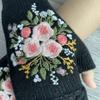 Vintage Embroidery Knitted Gloves Floral Fingerless Gloves All-Match Winter Wool Gloves  Outdoor