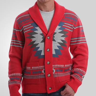 New Versatile Autumn And Winter Cardigan Men'S Retro Knitted Sweater Jacket Long Sleeved Heavy Jacquard Sweater