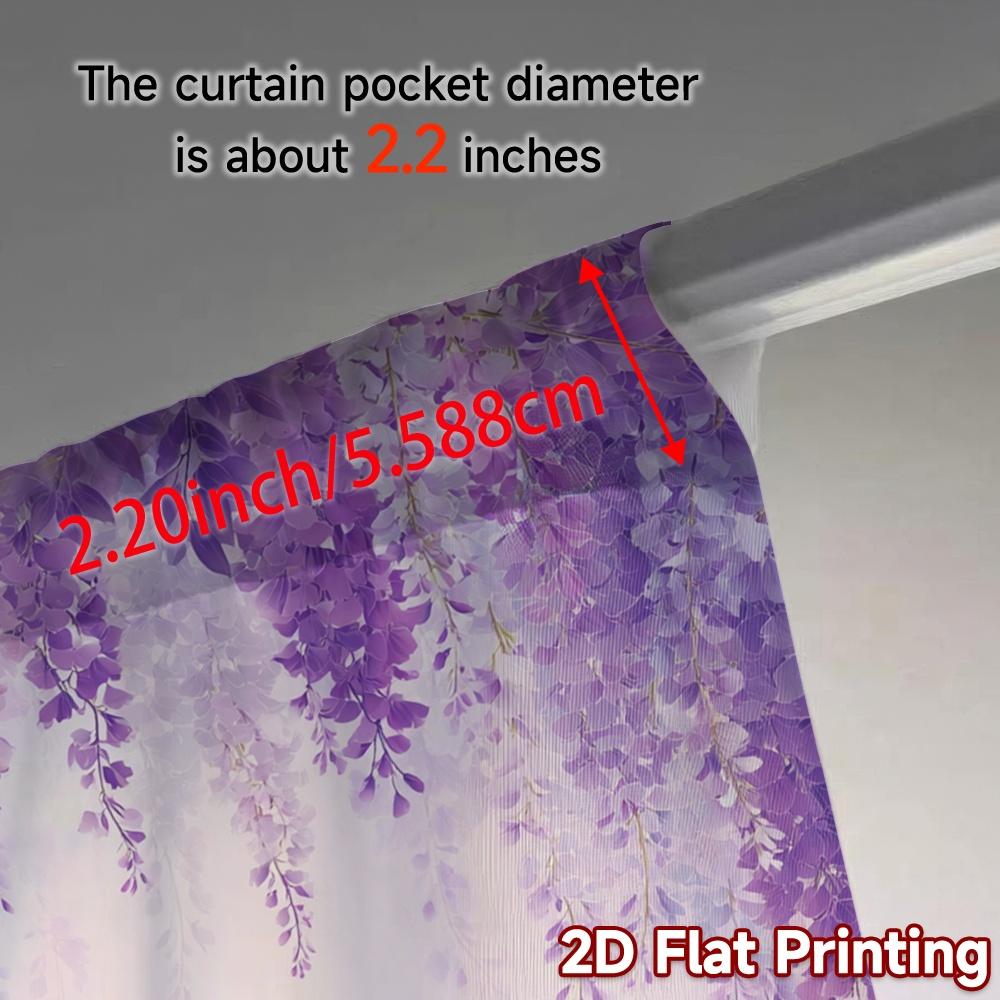 Modern Flat Printing Curtains Without Rod Wisteria Blooms Print Polyester Easy Install Outdoor Set Of 2 Made