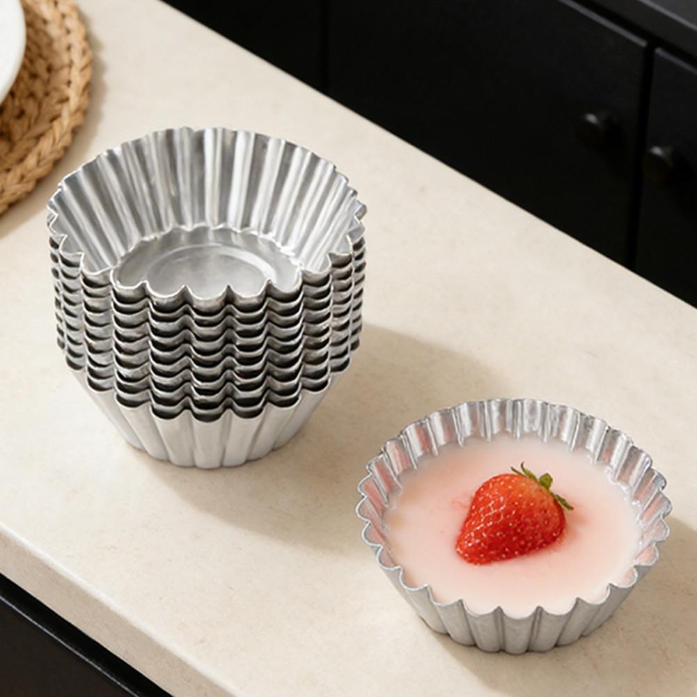 10pcs Aluminum Baking Molds 7.3 X 5 X 2 Cm Egg Tart Cups for Cupcakes Muffins Pies Cookies Chocolates Truffles