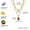 Collier œil de tigre naturel pour femme, Collier ras-de-cou superposé avec pendentif perlé style bohème, Bijou pierre irrégulière