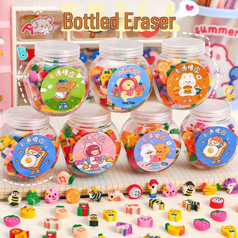Cartoon Mini Erasers - 50 Assorted Pieces for Kindergarten and Primary School Supplies