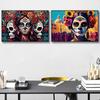 Day of The Dead Flowers and Beauty Skull Posters Prints Woman Halloween Canvas Painting Abstract Wall Art Picture Decoration
