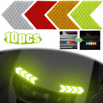 High Reflective Car Safety Reflective Arrow Stickers Car Motorcycle Truck Helmet Safe Warning Markers Decals Auto Exterior Decor