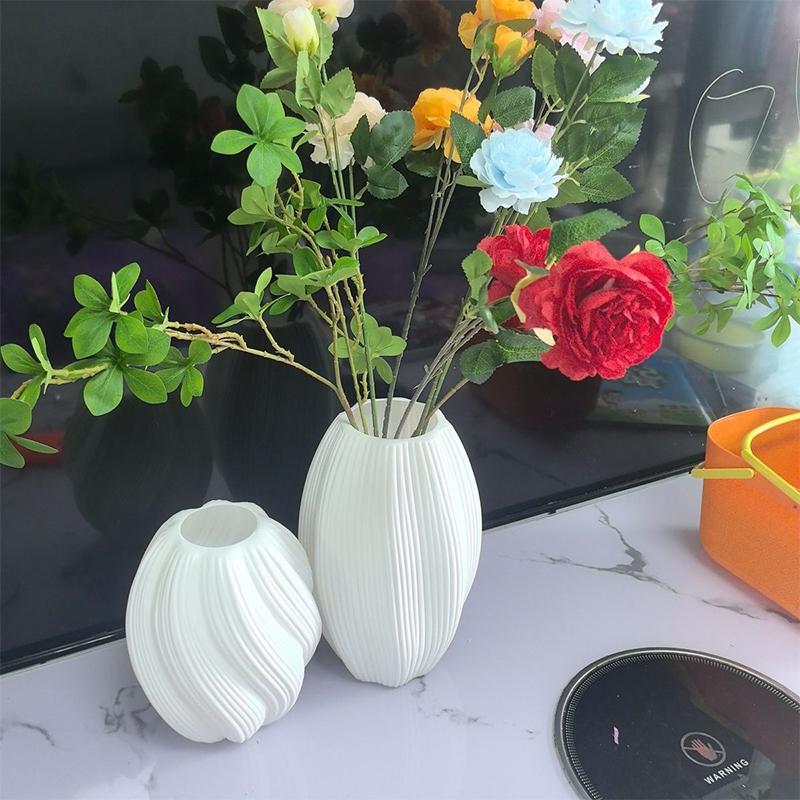 Nordic White Flower Vase Imitation Ceramic Plastic Flower Vase Living Room Desktop Decoration Wedding Centerpiece Arrangement