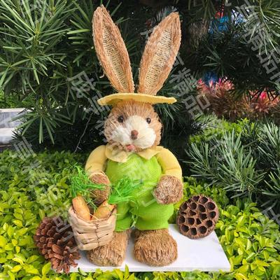 Suprimentos para Festa Festa de Páscoa Adereços de Tiro de Janela Presente Decoração de Coelho Decorações de Coelho Coelhos de Pé 35cm Coelho de Palha