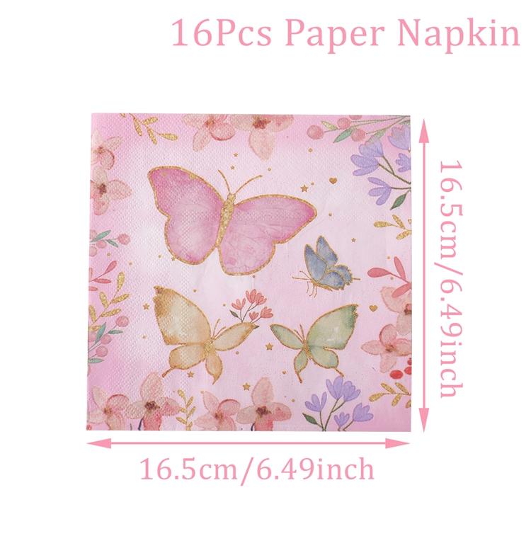 Butterfly Tableware Girls Birthday Party Paper Plates Napkins Cups Decorations Balloons Butterfly Fairy Themed Party Supplies