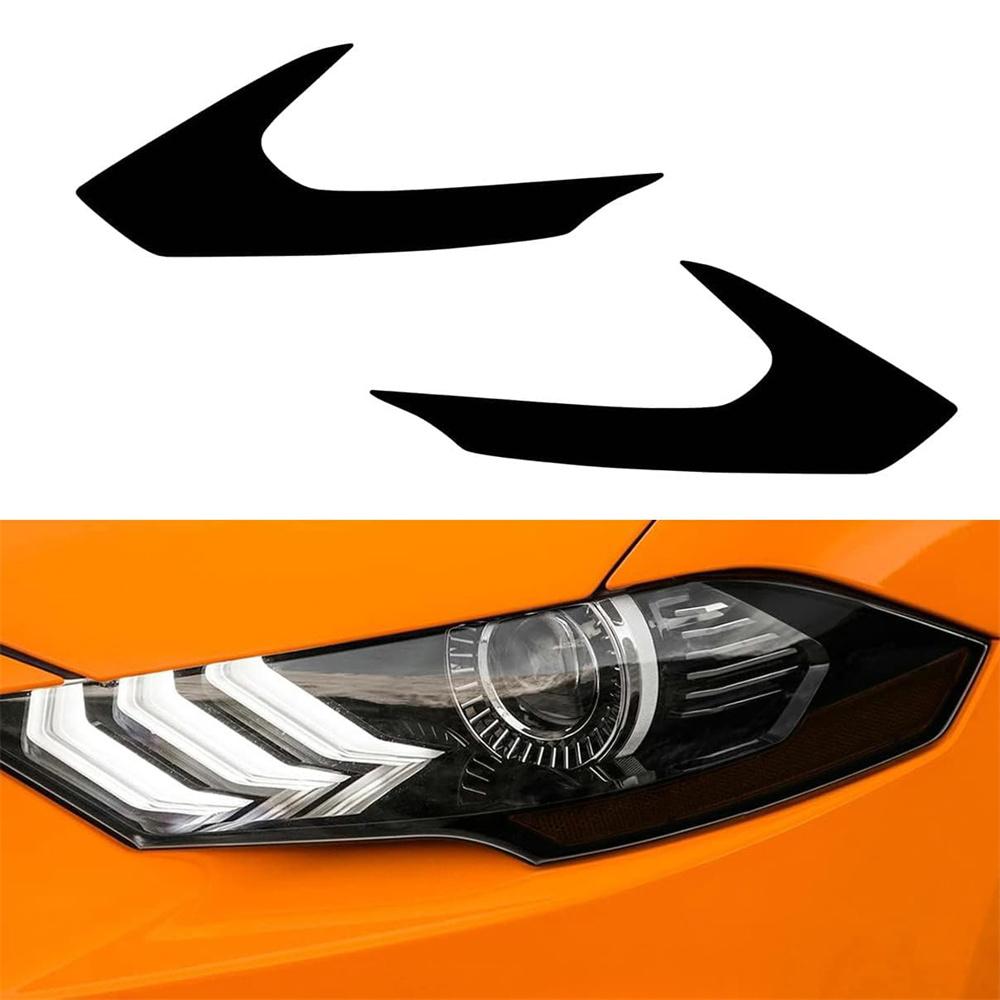 Янтарные накладки на фары и боковые габариты с дымчатой виниловой тонировкой для Ford Mustang 2019-2023