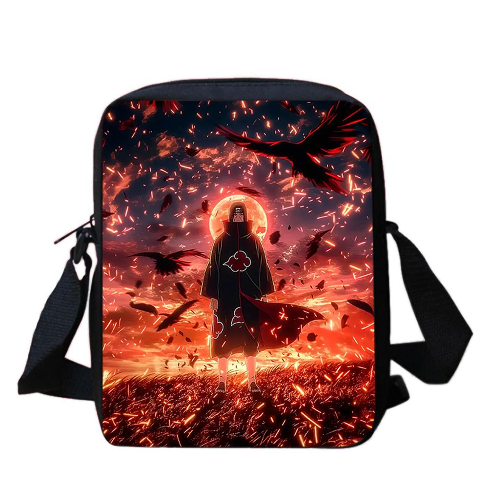 Cartoon Adjustable Straps NARUTO Shoulder Bags Light Weight Crossbody Bags For Boys & Girls Age 6-10, Secure Zipper Closure.