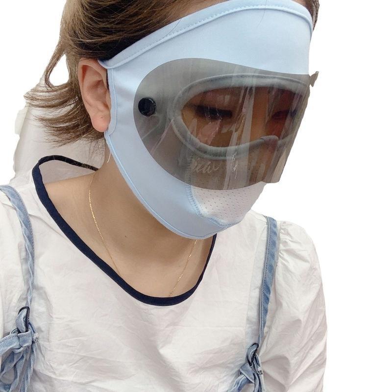 Ice Silk Sunscreen Face Mask Goggles Full Face Adjustable Black Lens Riding Mask Anti-flying Insect Mask