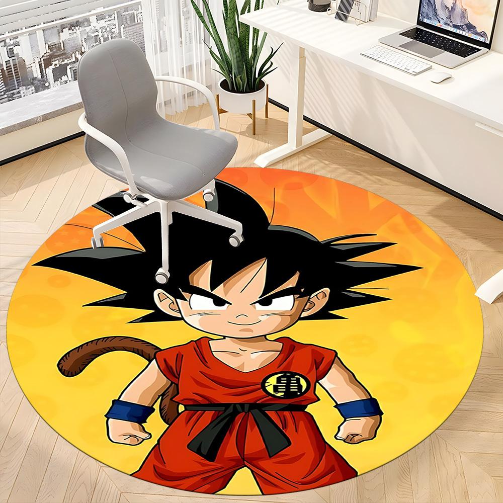 1pc Dragon Ball Goku Saiyan Office Round Area Rug,Bedroom Living Room Home Decor, Room Deco A1016131