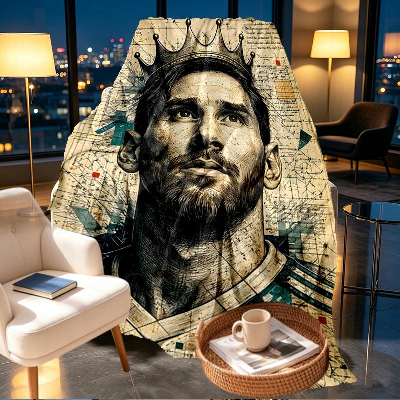 Coperta Stampata Lionel Messi - Morbida e Confortevole, per Camera da Letto, Viaggio, Divano, Decorazione Casa - Regalo di Compleanno Natale per Amico