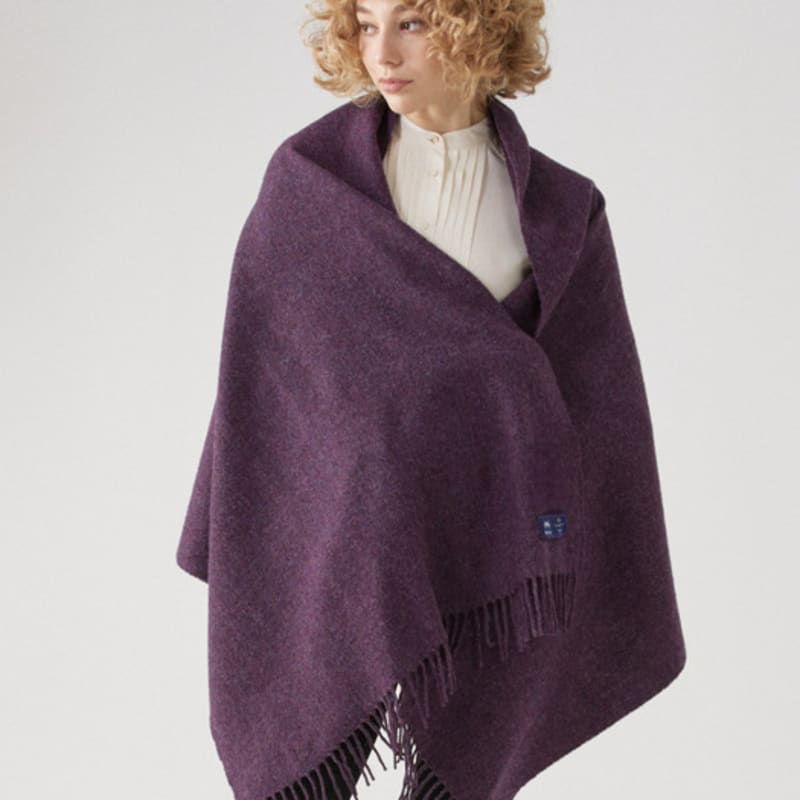 ABRAHAM MOON Merino Wool Shawl 70cm - Purple Heather