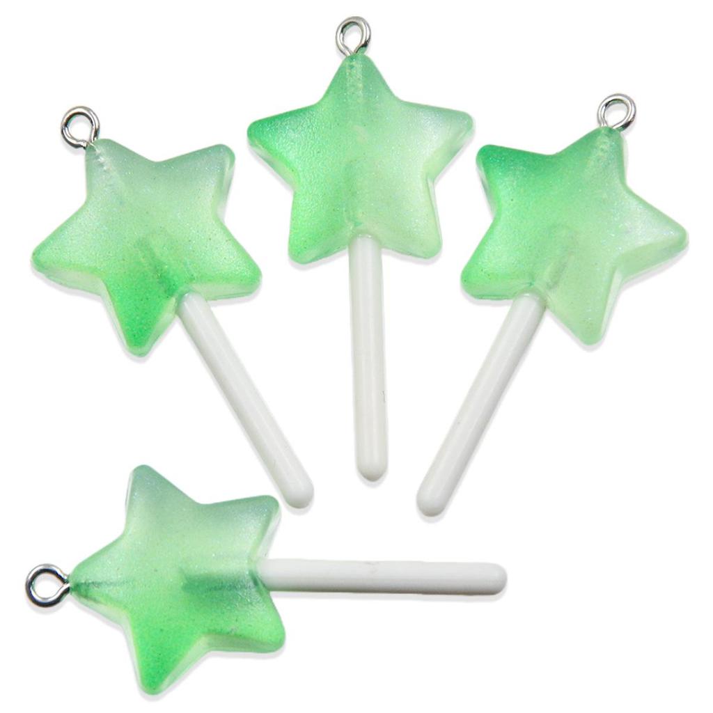 Handmade Glitter Lollipop Resin Star & Heart Pendants - Set of 3 DIY Color Sticks