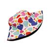 Heart Pattern Panama Women Men Summer Sunscreen Fisherman Hat Unisex Reversible Bucket Hat Fashion Decorate Valentine's Day Love