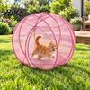 Durable Mesh Cat Running Wheel 27" Hamster Ball Outdoor Rolling Enclosure Foldable Breathable Playpen Roller with Metal Support & Carry Handle,