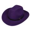 Unisex Western Cowboy Hat Wide Brim Roll‑Up Brim Double‑Top Felt Fedora Hat,10 Colors,Multiple Optional Detachable Hat Bands