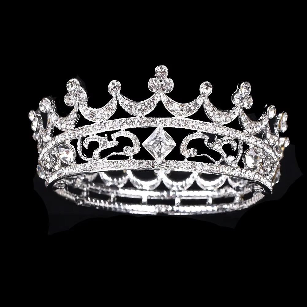 Sparky Crystal Bridal Tiara Rhinestone Round Crown for Women Baroque Crown  Prom Night