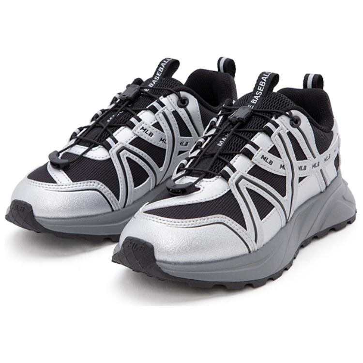 MLB Großer Ball Klobig Rutschfest Abriebfest Niedrig geschnitten Klobige Sneaker Unisex Schwarz Grau 3ASHG015N-50BKS