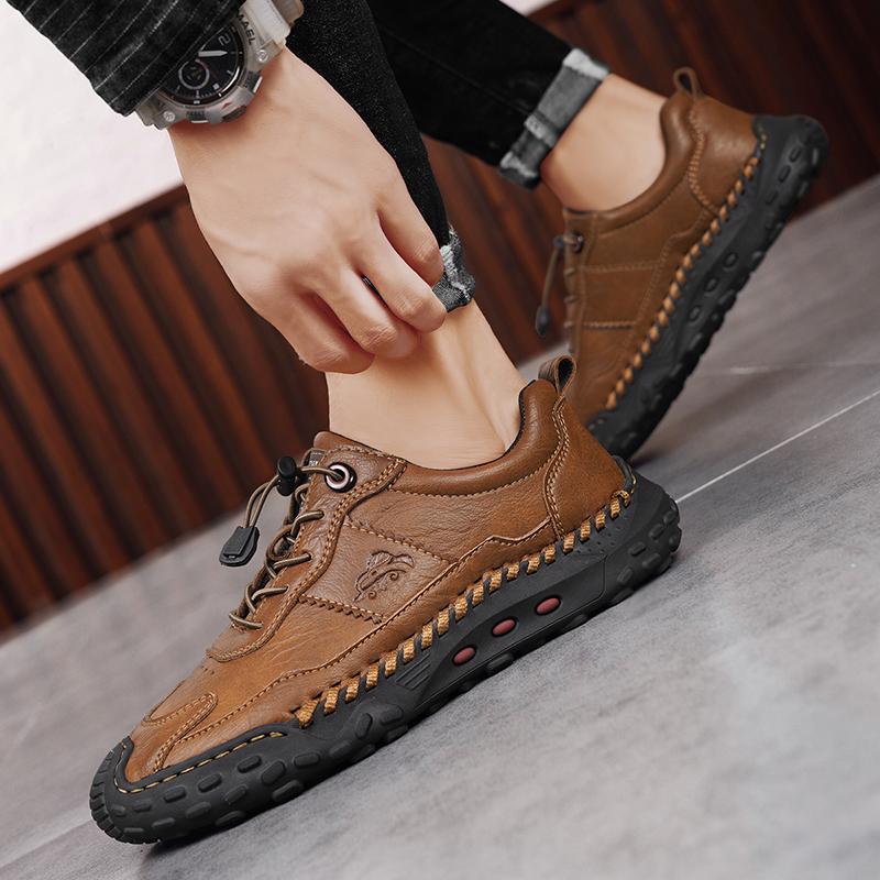 Mens Moccasin Shoes Retro Cow Leather Shoes Men Loafers Handmade Casual Leather Shoes Moccasins Men Flats Shoes