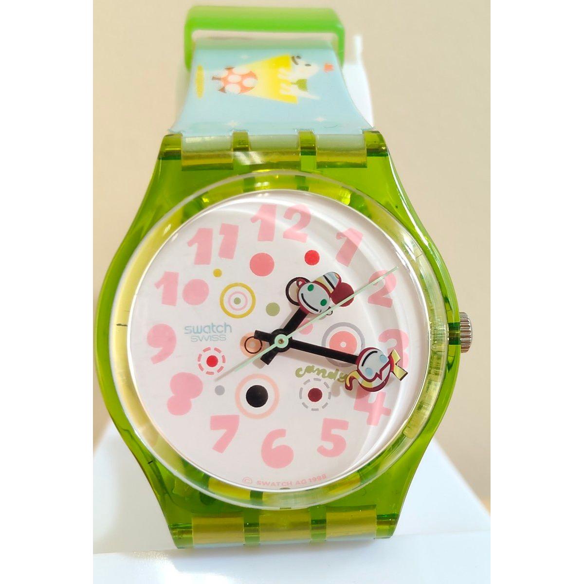 Used Swatch Gent FULL HOUSE GG176 Analog Quartz Watch Illustration Rubber Belt