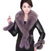 Autumn and Winter Leather Jacket Women's Short Slim-fitting Small Thickened Coat Imitation Fox Hair