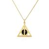Harry Potter Deathly Hallows Necklace: 18K Gold-Plated Copper with Black Onyx Pendant - Film & TV Inspired Gift.