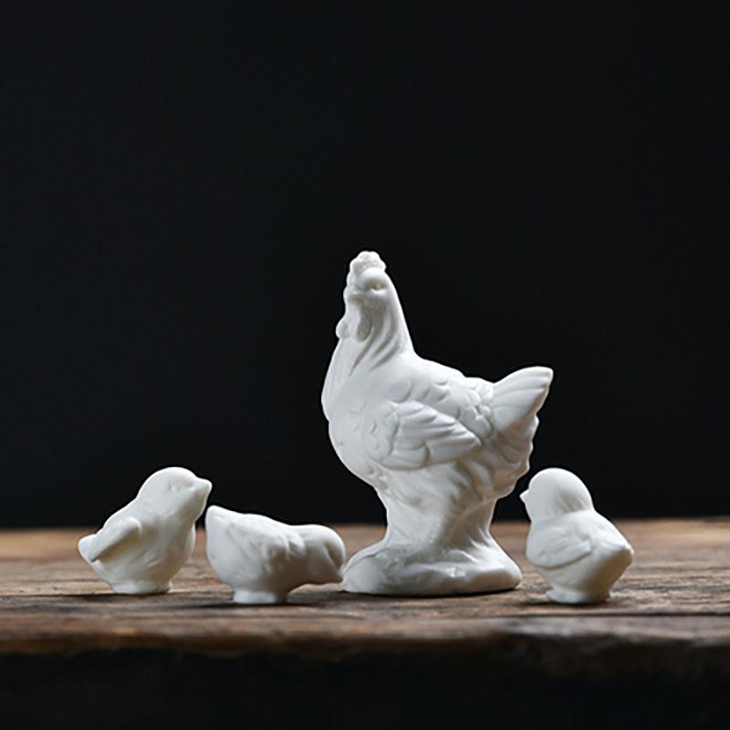 Cute Pure White Porcelain Chicken Figurines  Cute Animal Statue  Home Decoration  Bonsai Micro Landscape  Small Ornaments
